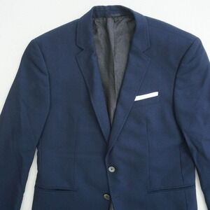 Hugo Boss Mens Hutson Slim Fit Navy Blue Stretch Wool Blazer Jacket 42S Short